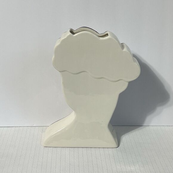 Elegant Head Ceramic Vase Planter Bridgerton Victorian Bust Black and White - Picture 7 of 17